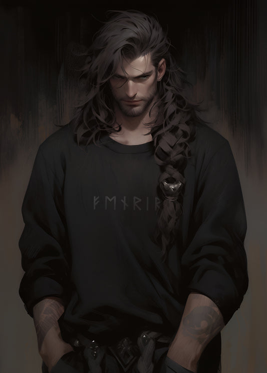 Sleek black Fenrir sweatshirt with a minimalist depiction of Fenrir, the Monstrous Wolf of Norse mythology. Subtle Norse runes and a wolf silhouette capture the essence of Norse legends on this stylish apparel.