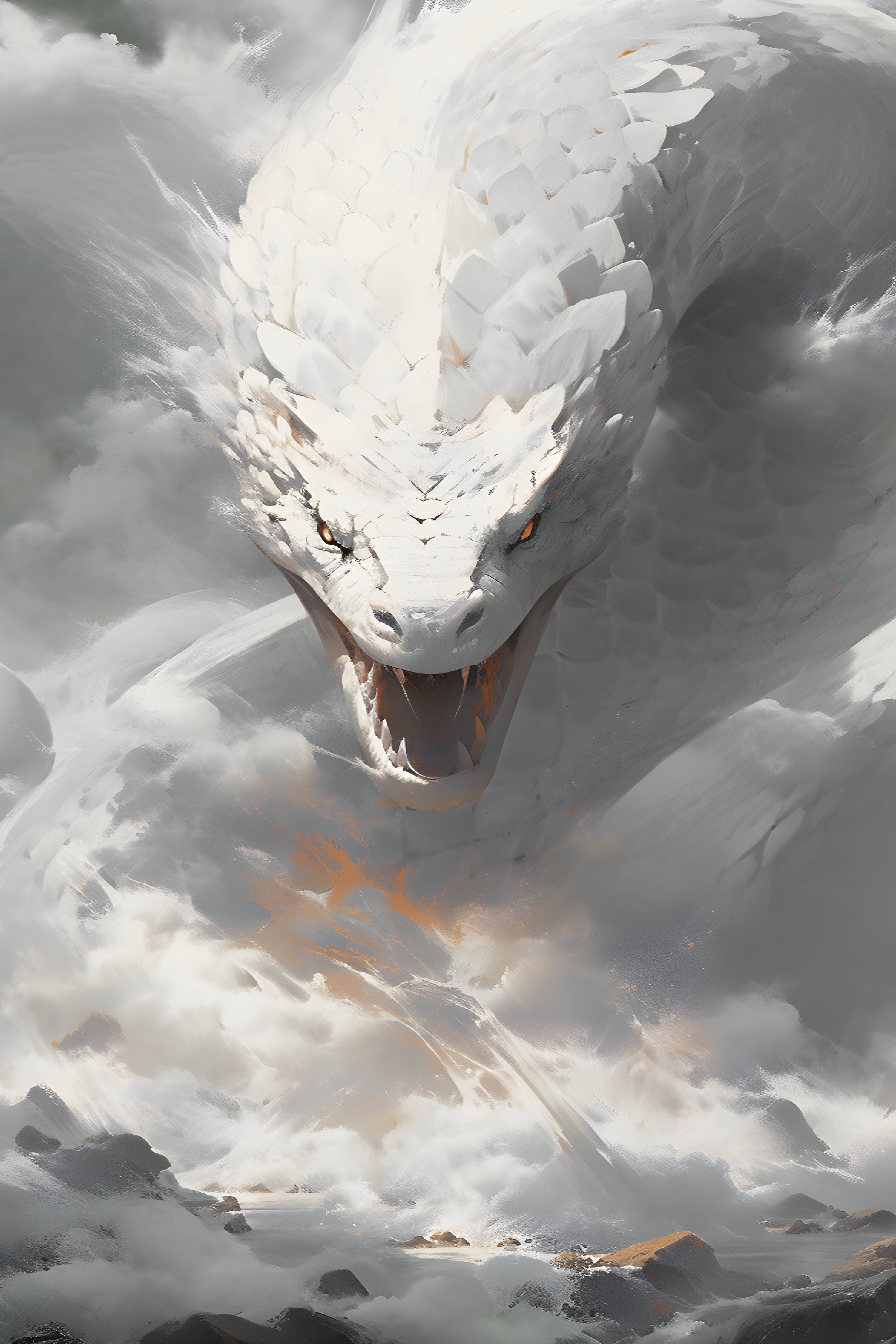 Jörmungandr rising from the ocean, aka, The Midgard Serpent