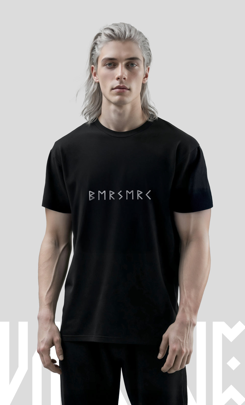 Black minimalist t-shirt featuring the Elder Futhark Kenaz rune — symbol of fire, transformation, and inner illumination. Designed for modern Vikings seeking sleek, Norse-inspired apparel. Part of Nordikido’s premium monochrome collection.