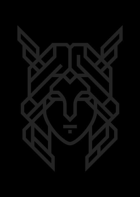 Black Frigg t-shirt with tonal black ink Norse rune print, minimalist Viking apparel by Nordikido
