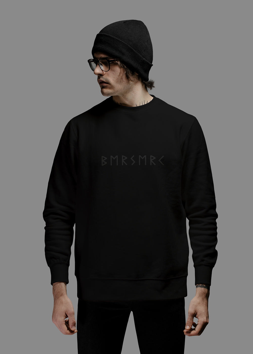 BERSERK in Elder Futhark Runes. Turn yourself into the dark mode. This premium sweatshirt is a combination of Norse Mythology and modern minimalist design. Old gods are moving forward. This is Asgard 3.0
