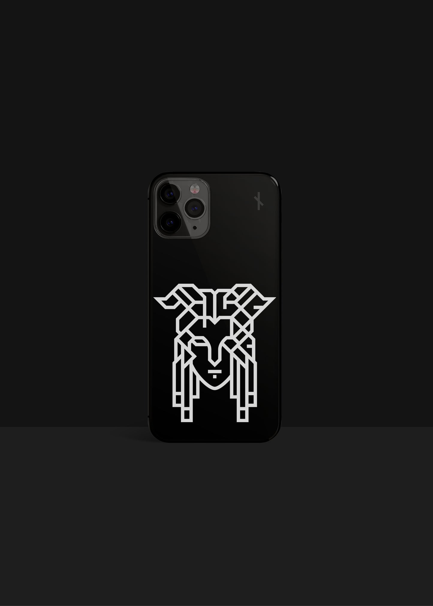 Norse Mythology Hel iPhone Case in Glossy Black that reflects Viking Culture meets Minimalist Design