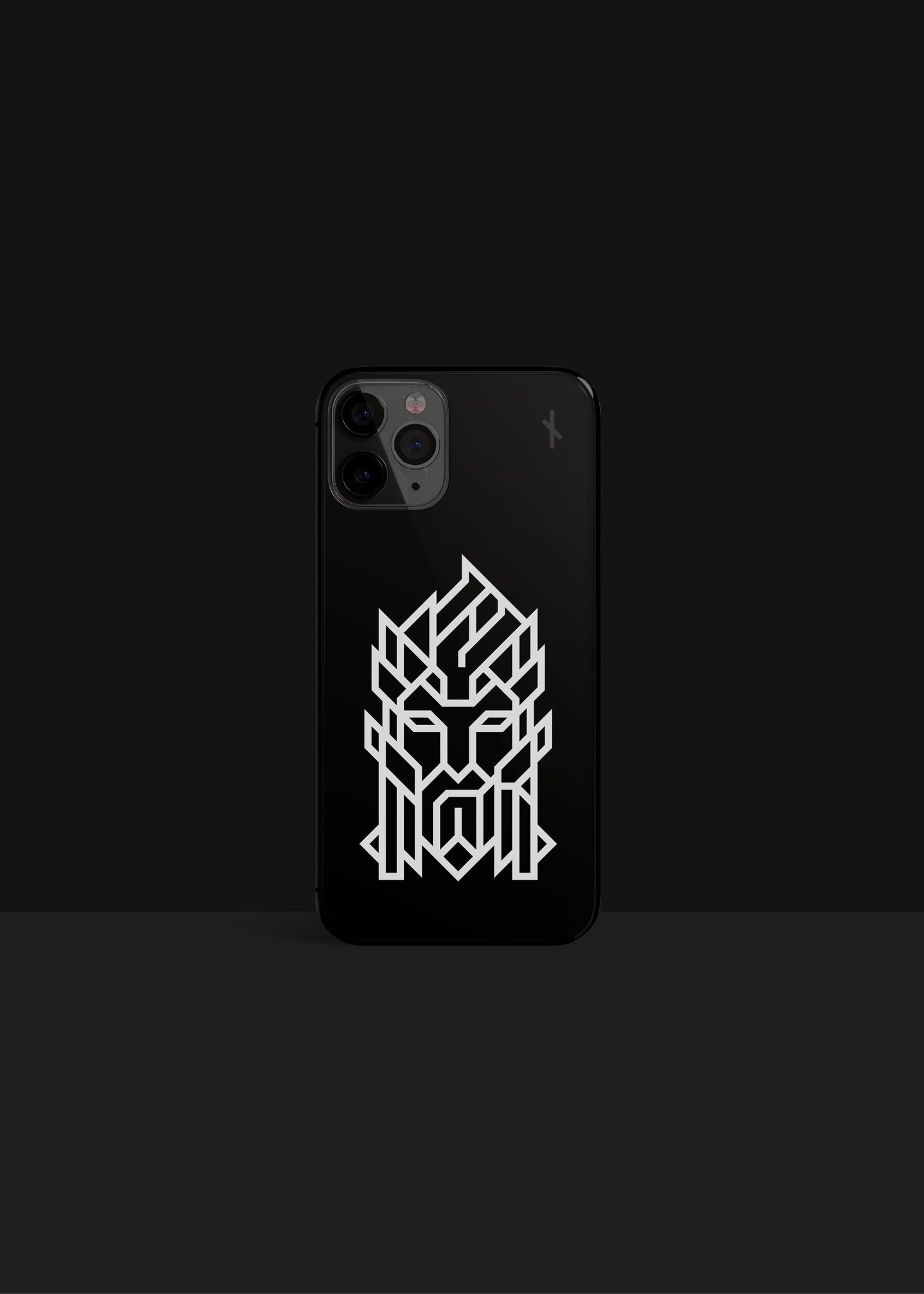 Norse Mythology Loki iPhone Case in Glossy Black that reflects Viking Culture meets Minimalist Design