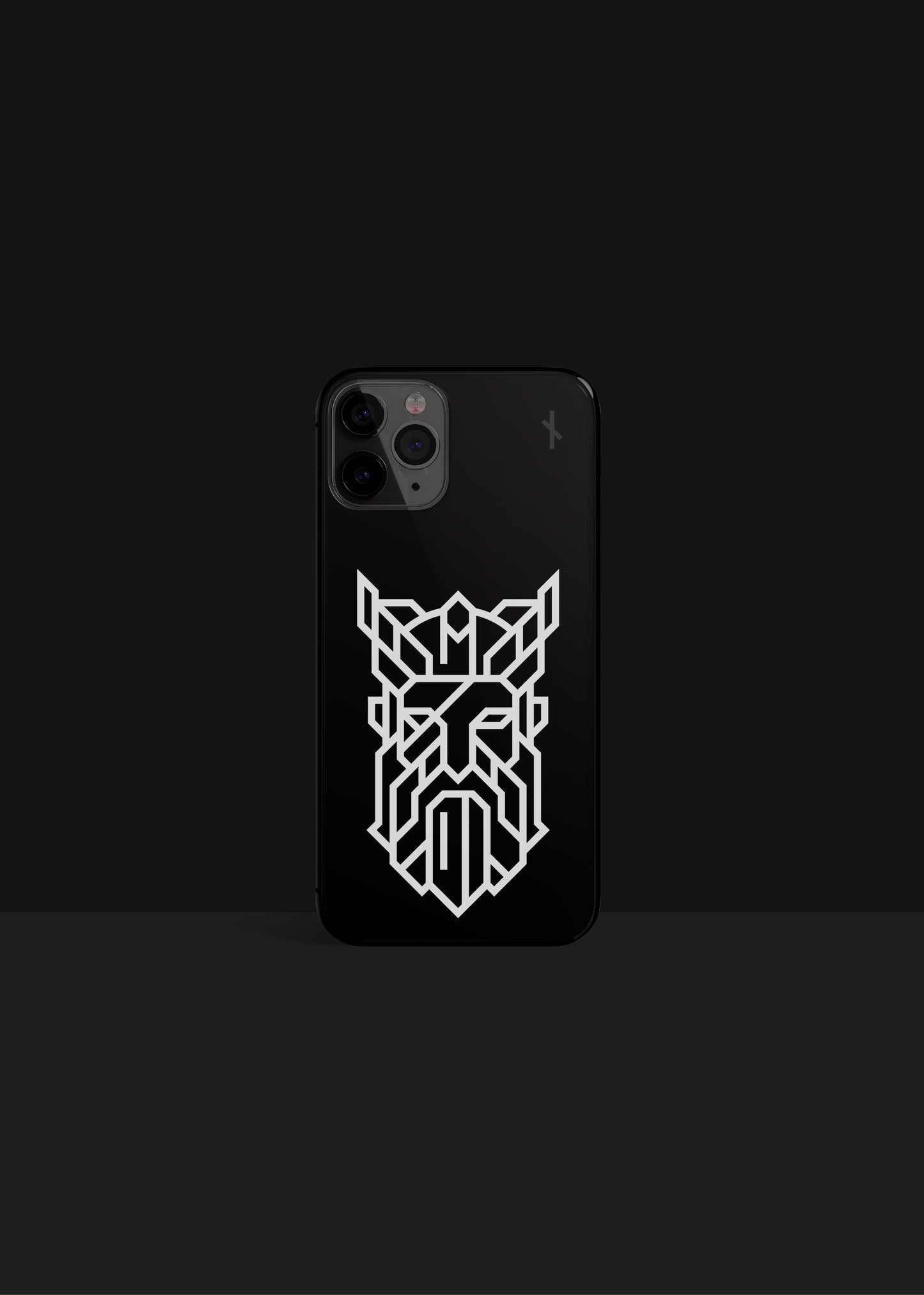 Norse Mythology Odin iPhone Case in Glossy Black that reflects Viking Culture meets Minimalist Design