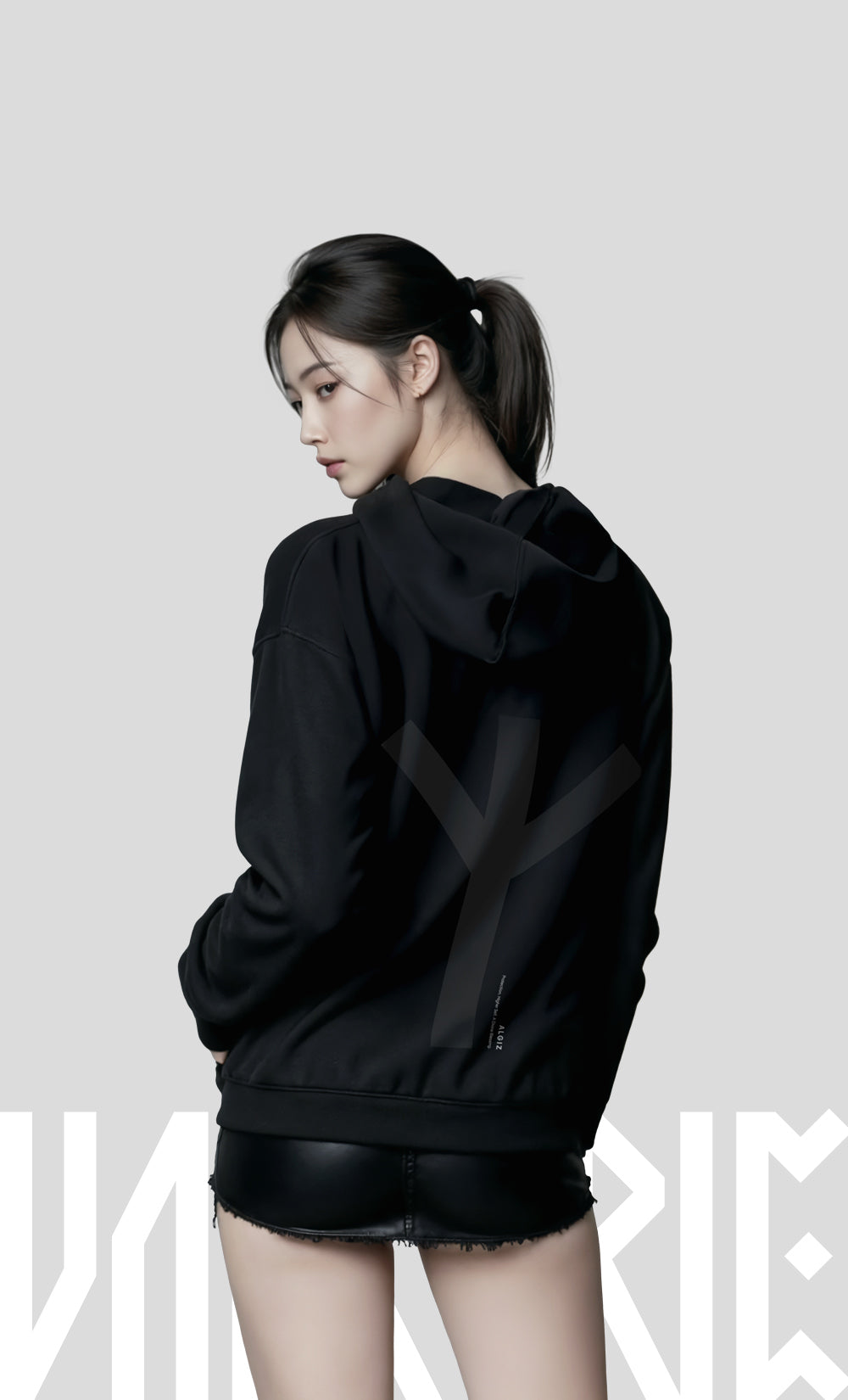 Black Algiz Rune Hoodie