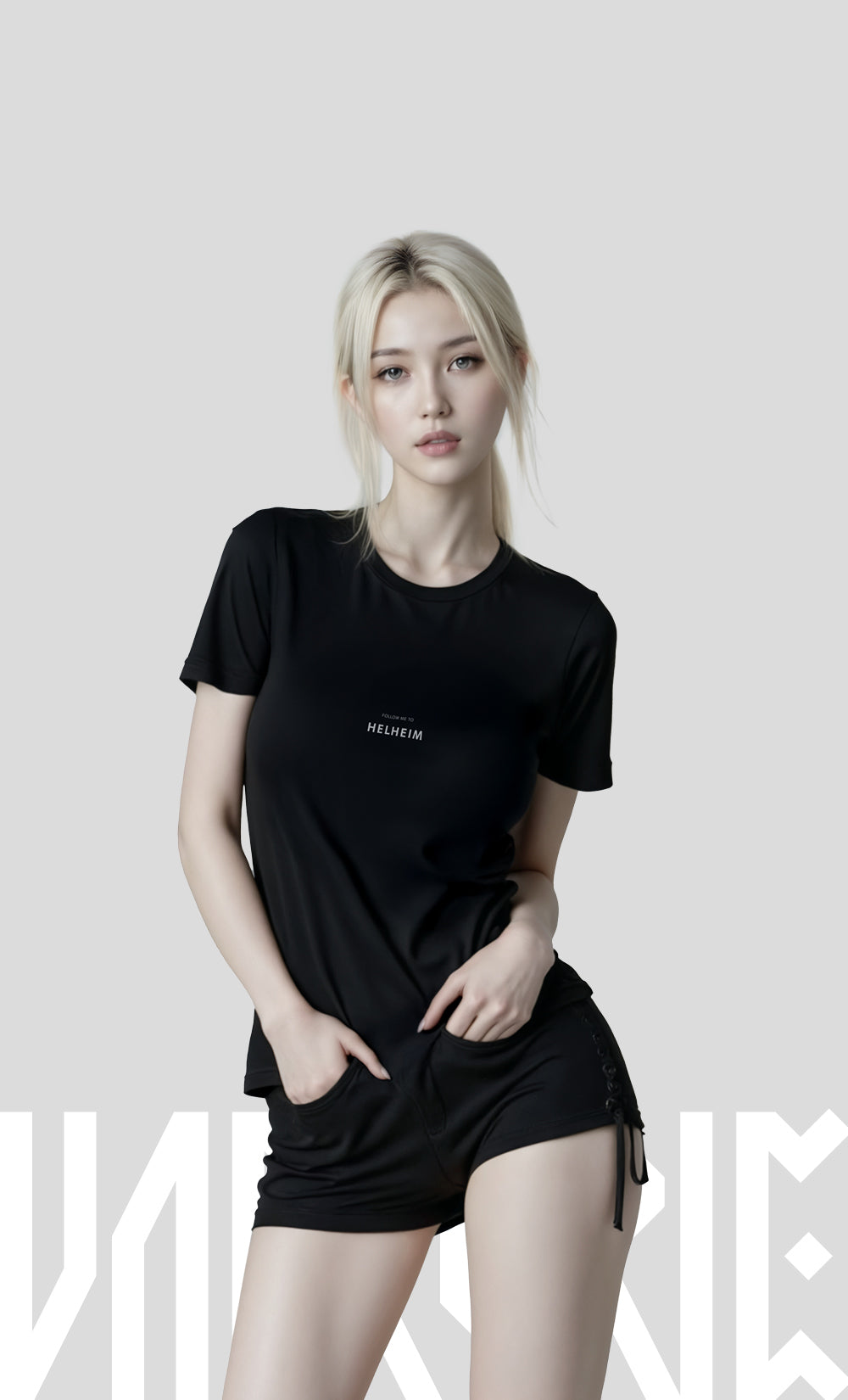 Black minimalist t-shirt featuring an Elder Futhark rune design, inspired by Norse mythology and modern Viking culture. Sleek, monochrome streetwear style — part of Nordikido’s premium Norse-inspired apparel collection.