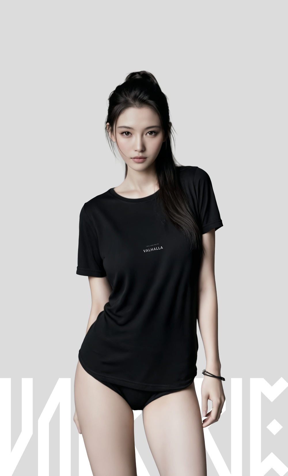 Black minimalist t-shirt inspired by Norse mythology and modern Viking culture. Sleek, monochrome streetwear style — part of Nordikido’s premium Norse-inspired apparel collection.