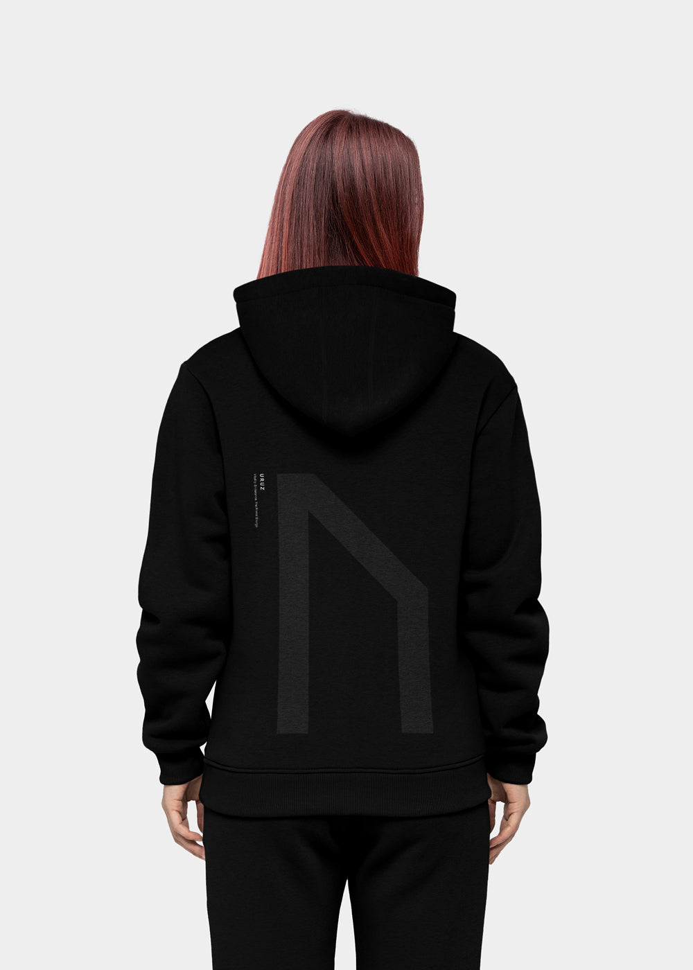 Uruz Rune Black Hoodie combines both Norse Mythology and Scandinavian aesthetic. If Norse Mythology and minimalism is your style, shop now.