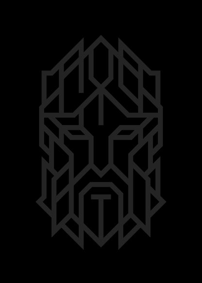 Black Tyr t-shirt with tonal black ink Norse rune print, minimalist Viking apparel by Nordikido