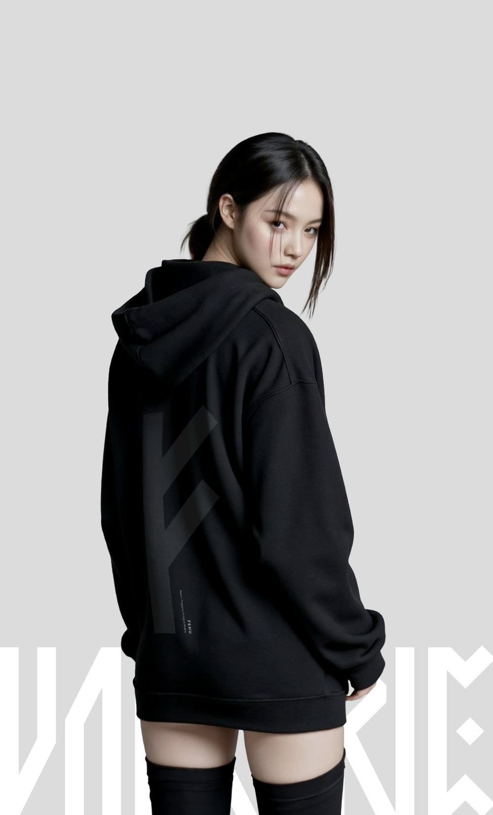Black Fehu Rune Hoodie