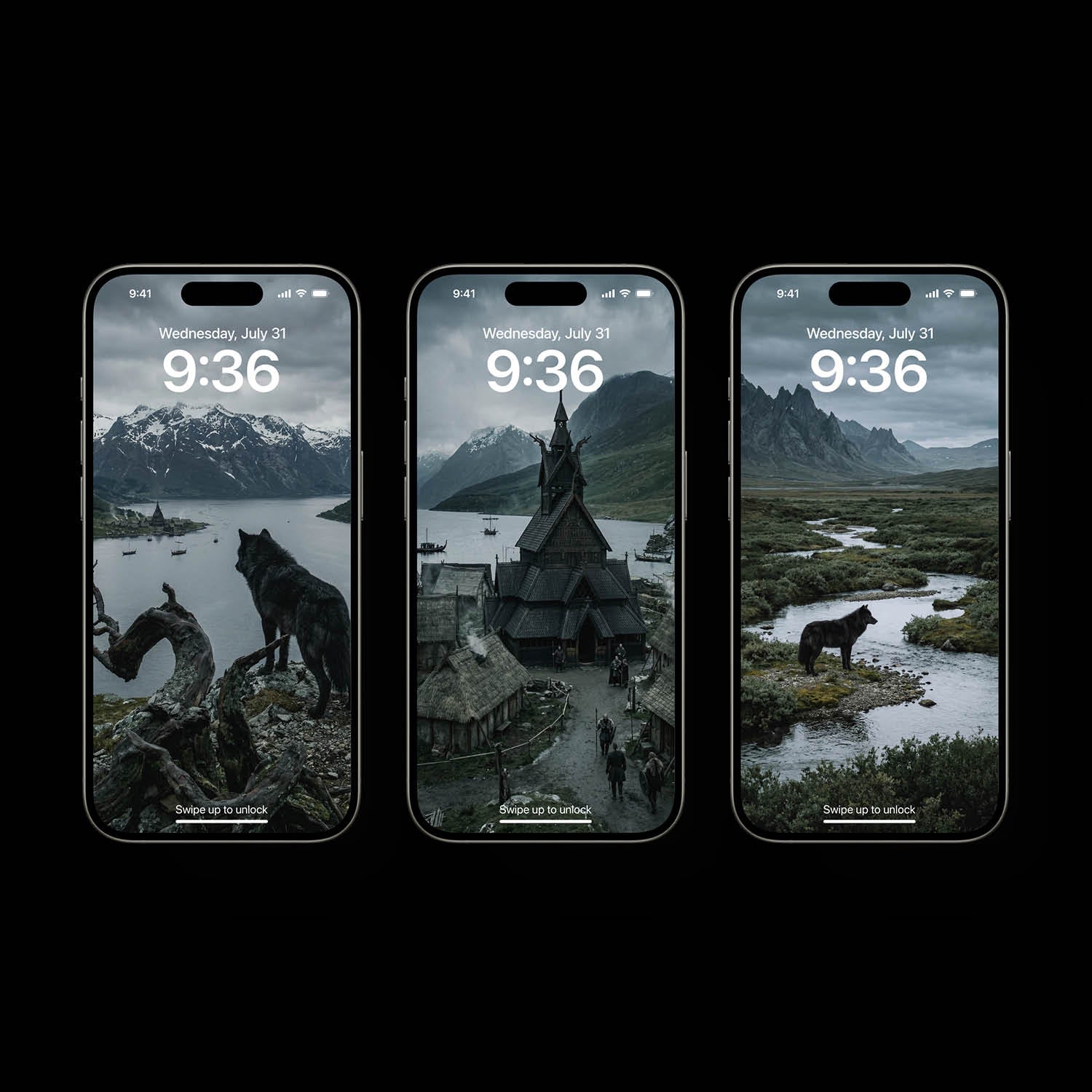 A cinematic Norse mythology iPhone wallpaper and Android background capturing the moody, atmospheric essence of the mythical realms. This high-contrast vertical composition features striking elements from the realm of Midgard under a dramatic, overcast sky, optimized as a premium mobile wallpaper and dark fantasy lockscreen for smartphone screens.