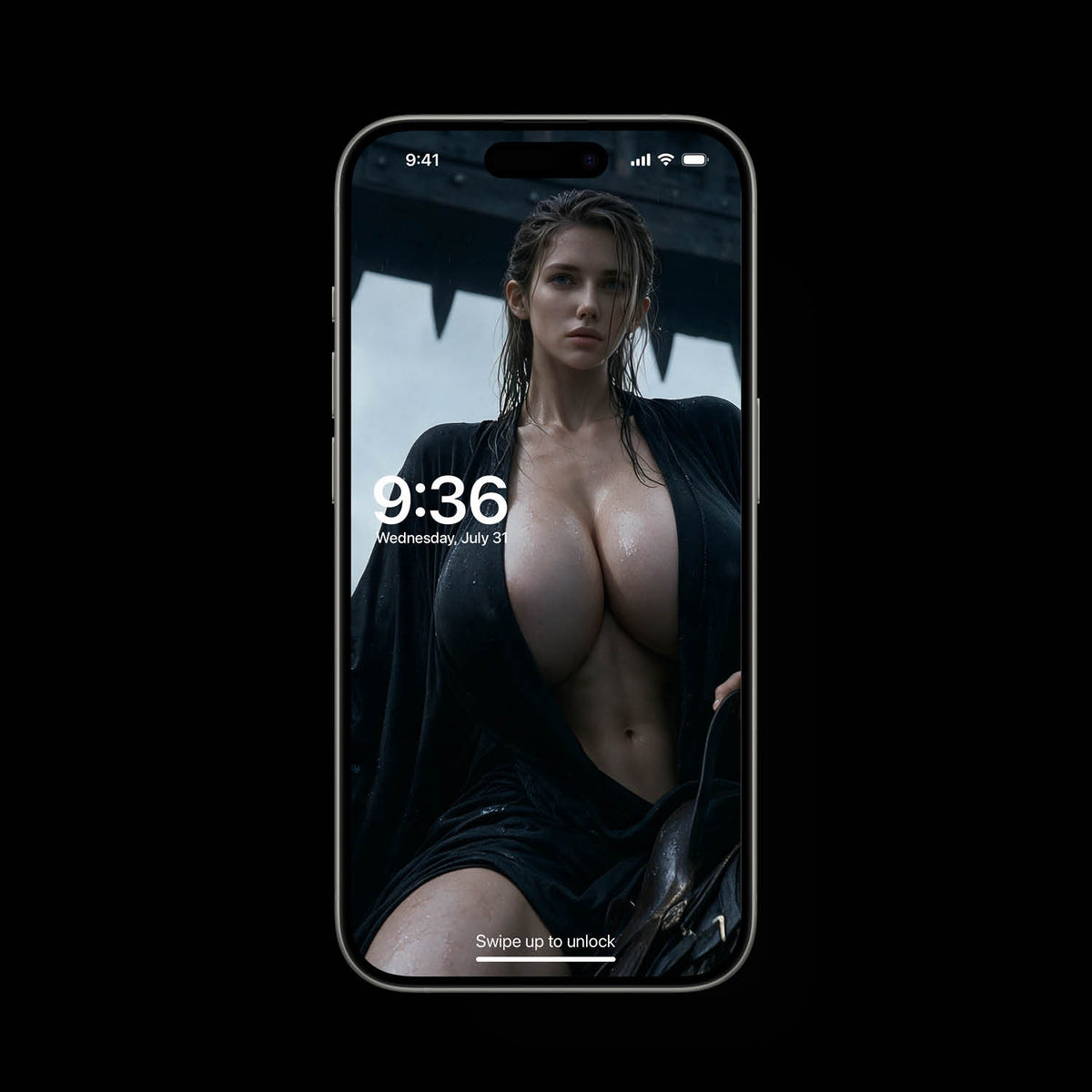 Freya entering gate with sword 4K live wallpaper, dark aesthetic Norse mythology digital art render, mobile lockscreen phone background, high resolution gaming setup.