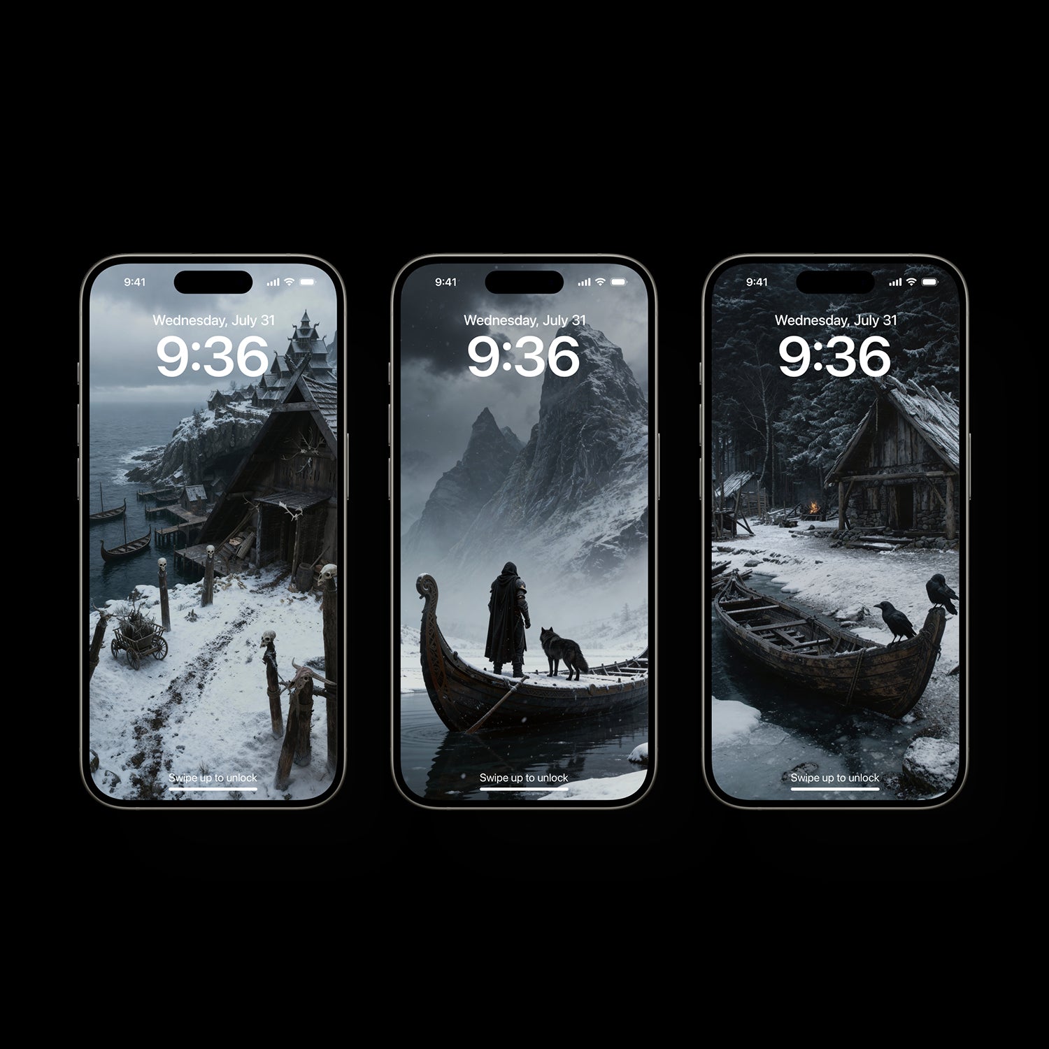 A winter Viking village mobile wallpaper