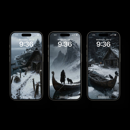 A winter Viking village mobile wallpaper