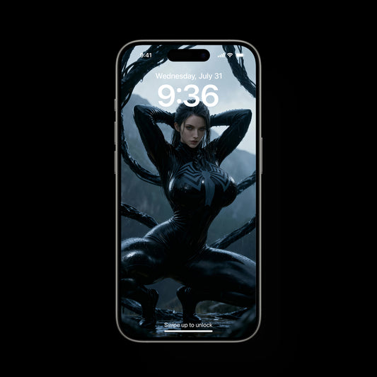 Sexy Valkyrie, Hildr morphs into Venom in rainy Nordic mountains, featured as a mobile live wallpaper. Sexy iPhone Wallpaper and Android Wallpapers