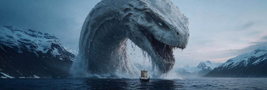 Jormungandr, the legendary Midgard Serpent from Norse mythology, emerges from the dark ocean in this dramatic fantasy wallpaper. Featuring the powerful World Serpent wrapped around Midgard, this cinematic Viking-inspired artwork captures the mystery and destructive power of Jormungandr. Norse mythology wallpaper designed for desktop, computer, tablet, and iPad screens, perfect for fans of Vikings, dark fantasy, mythical creatures, and Norse legends.