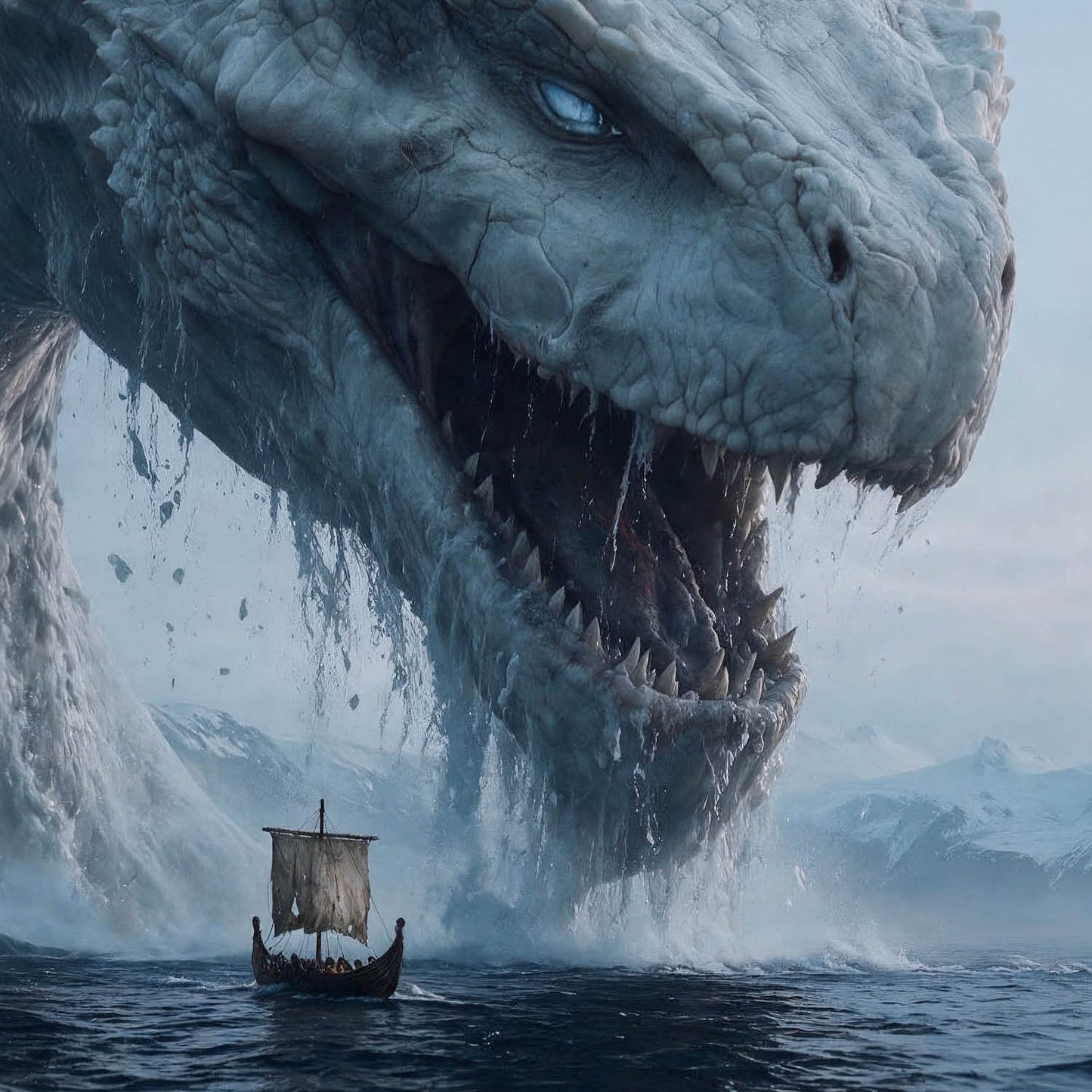 Jormungandr, the legendary Midgard Serpent from Norse mythology, emerges from the dark ocean in this dramatic fantasy wallpaper. Featuring the powerful World Serpent wrapped around Midgard, this cinematic Viking-inspired artwork captures the mystery and destructive power of Jormungandr. Norse mythology wallpaper designed for desktop, computer, tablet, and iPad screens, perfect for fans of Vikings, dark fantasy, mythical creatures, and Norse legends.
