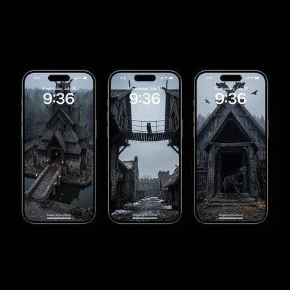 An epic fantasy mobile wallpaper and 4K phone background showcasing the rugged, legendary landscapes of Midgard. The vertical layout weaves deep Norse mythology and the ancient history of the realms into a dramatic mountain scenery, making it a perfect dark moody lockscreen and home screen aesthetic for iPhone and Android devices.