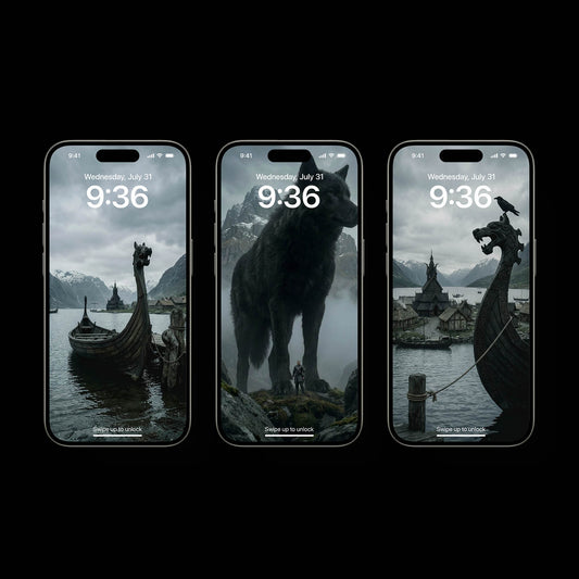 An epic fantasy mobile wallpaper and 4K phone background showcasing the rugged, legendary landscapes of Midgard. The vertical layout weaves deep Norse mythology and the ancient history of the realms into a dramatic mountain scenery, making it a perfect dark moody lockscreen and home screen aesthetic for iPhone and Android devices.
