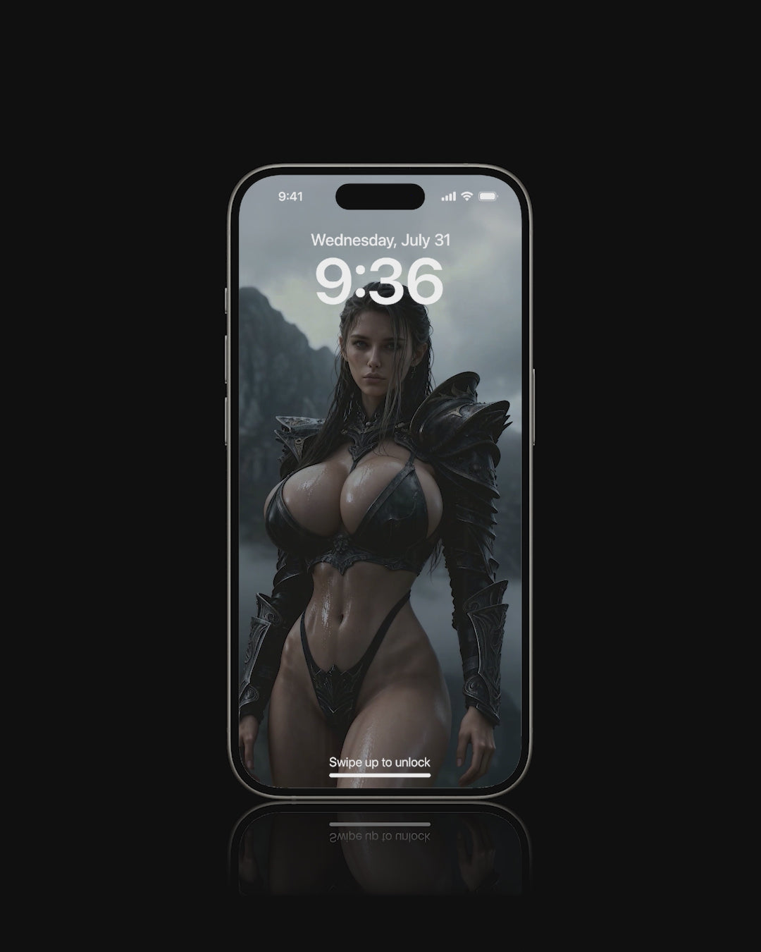 Sexy, Norse Valkyrie standing in the mountains, featured as a mobile live wallpaper. Sexy iPhone Wallpaper