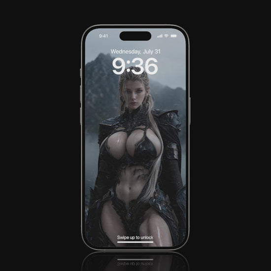 Norse goddess Idunn standing by the water, featured as a mobile live wallpaper.