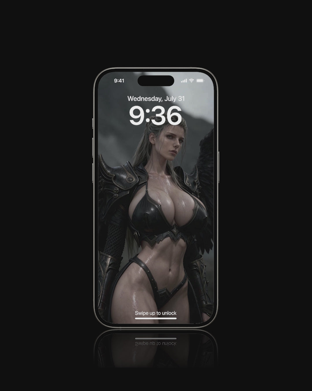 Sexy, Norse Valkyrie standing in the mountains, featured as a mobile live wallpaper. Sexy iPhone Wallpaper