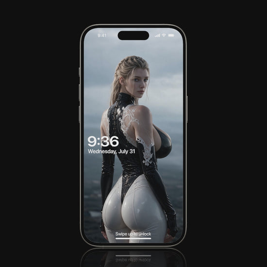 Idunn's Matrix mobile live wallpaper featuring futuristic Norse aesthetic with sleek cyberpunk suit details. High resolution vertical animated background designed for phone lock screens, bringing dark sci-fi aesthetic and youth mythology energy directly to your mobile display.