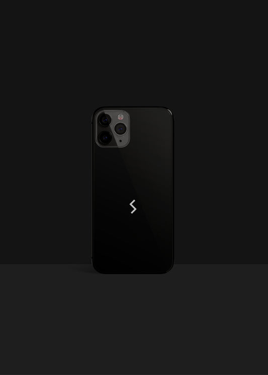 Sowilo Rune iPhone Case in glossy black finish reflects a combination of Viking culture and minimalist Scandinavian design.